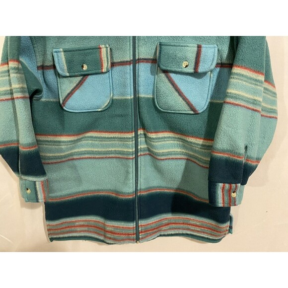 VTG Outbrook Womens Fleece Jacket Sz M Full Zip Plaid Green Pink Pockets - Picture 4 of 11